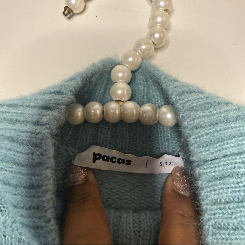 Pacas Alpaca Baby Blue Mock Neck Sweater - Picture 5 of 6